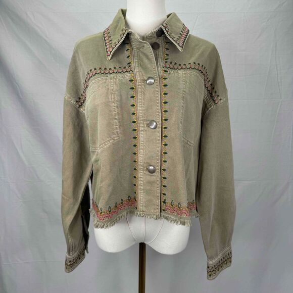 Zara Womens Embroidered Jacket Button Front Oversized Small Western Cowgirl NWOT - Picture 2 of 15